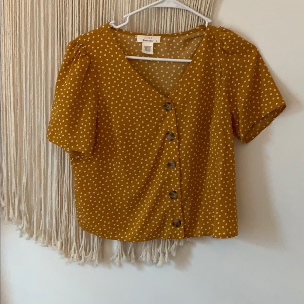 Slightly cropped button down blouse